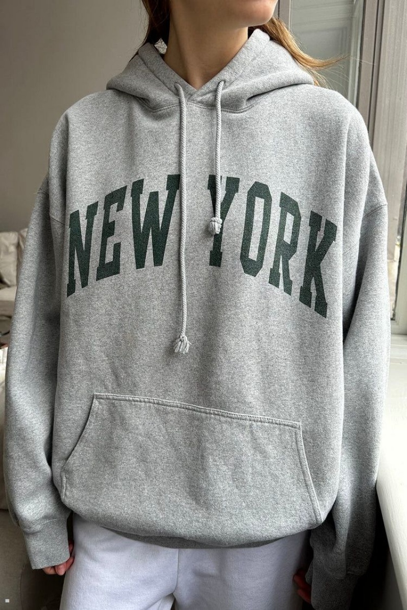 Sweat a Capuche Brandy Melville Christy New York Grise | WBS-10367361